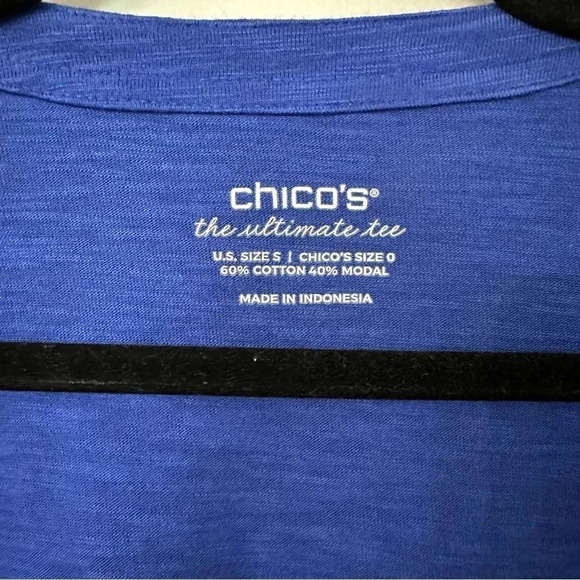 Chico's The Ultimate Tee Cotton Slub Cardigan Royal Blue Long Sleeve Size S GUC - Picture 5 of 7